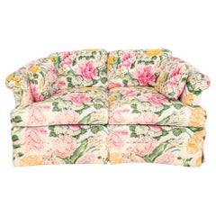 Vintage Floral Chintz Slipcovered Upholstered Sofa