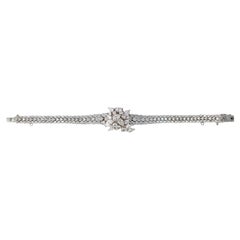 Floral Cluster and V-Link Diamond Bracelet