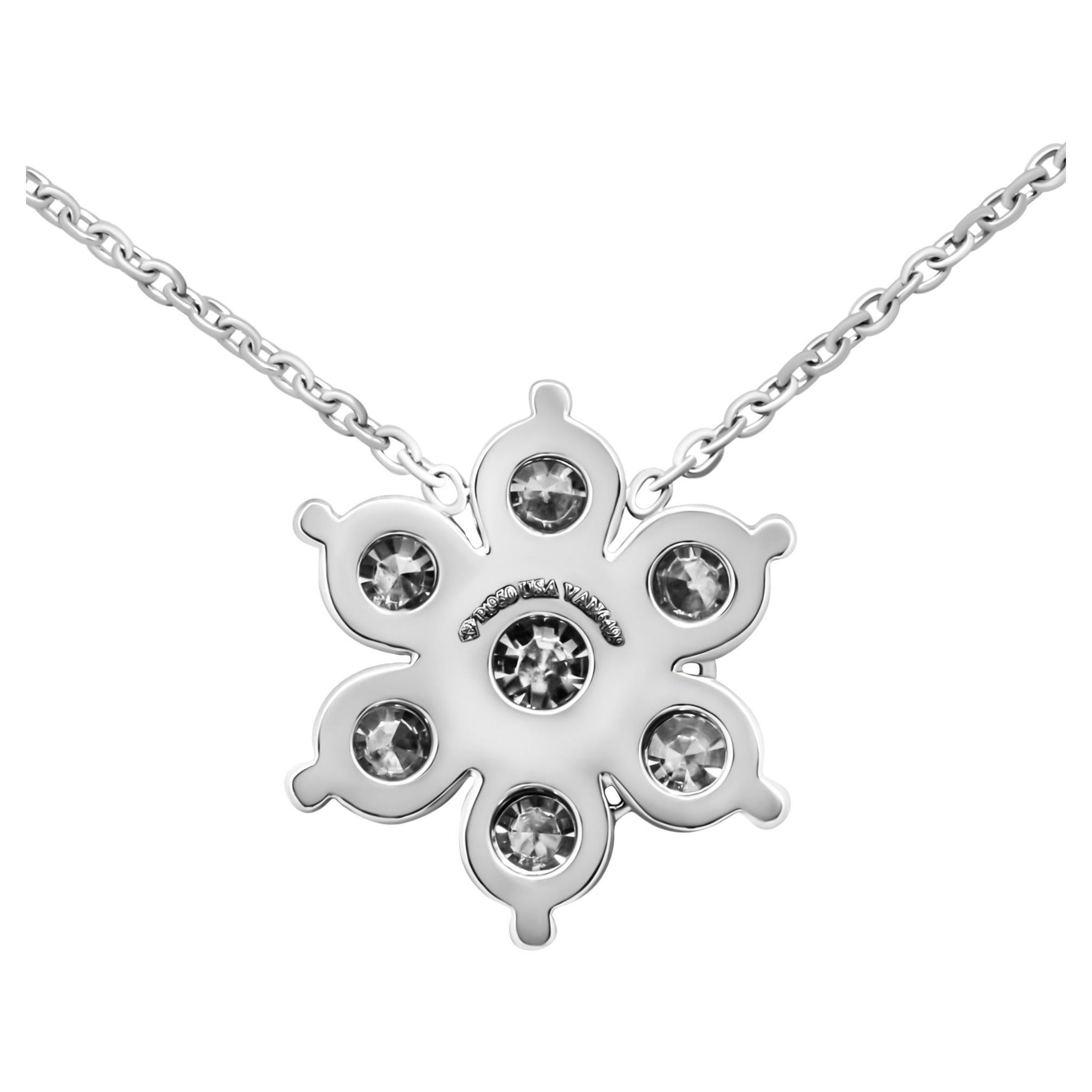 Modern Floral Cluster Diamond Necklace in Platinum For Sale