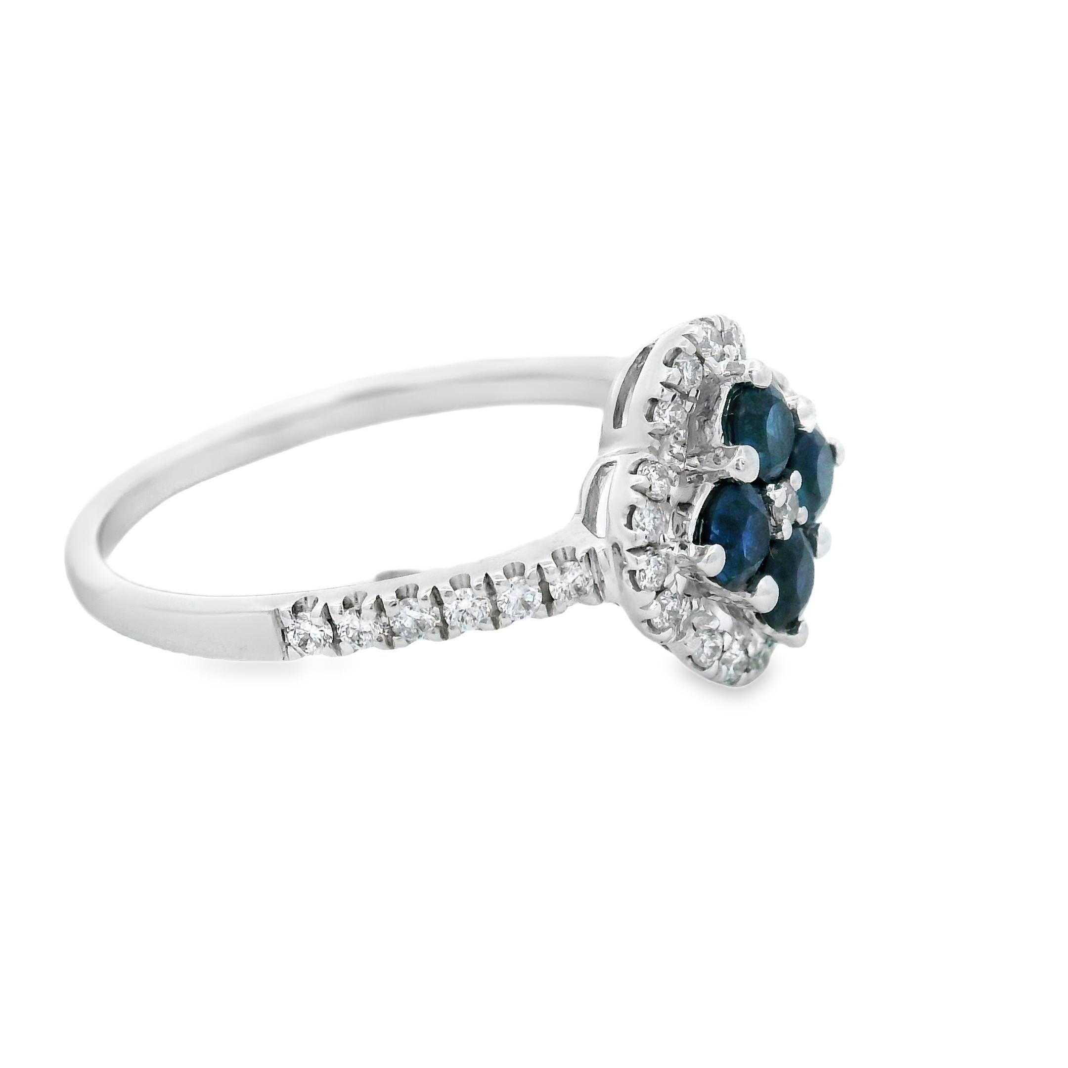 De las mujeres Anillo Racimo Floral de Zafiro y Diamantes en Oro Blanco de 14K Talla 7 en venta