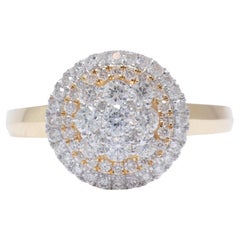 Floral Clustered Natural Diamond Ring in 14k Solid Gold (Certified)