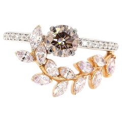 Floral Color Natural Diamond Wrap Ring in 18k massivem Gold (zertifiziert)