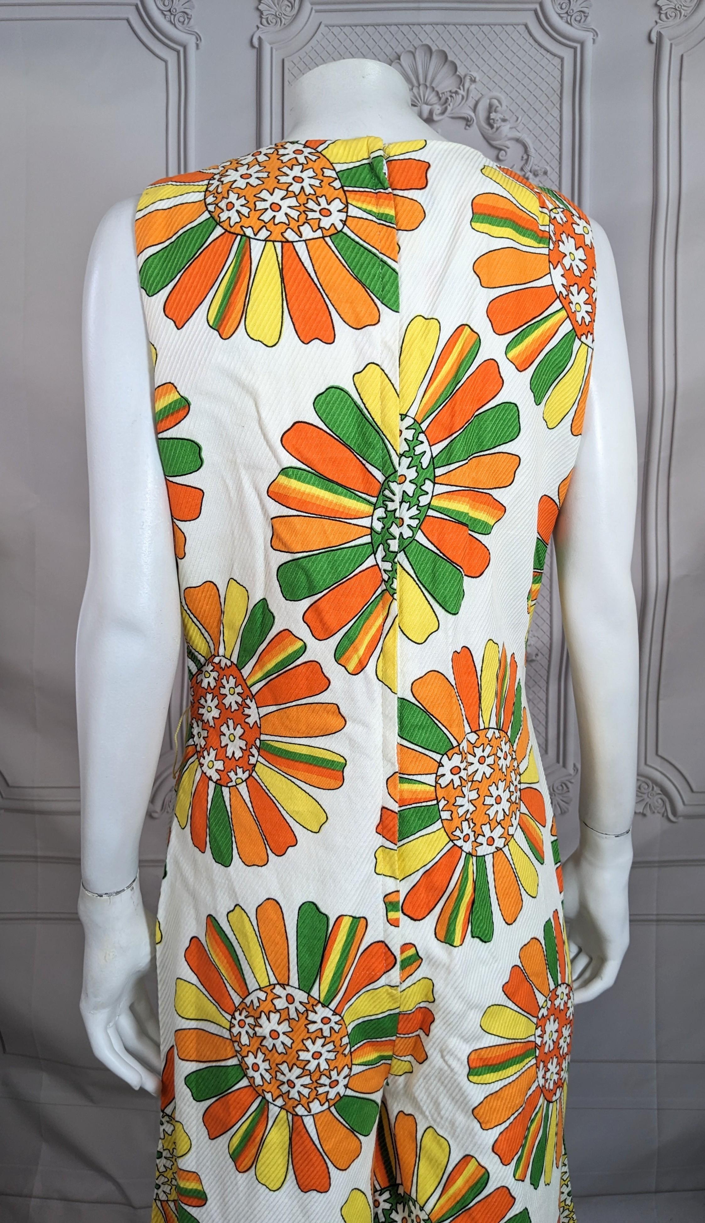 Floral Cotton Twill Mod Jumpsuit For Sale 1