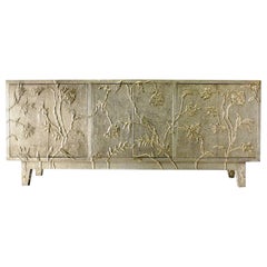 Floral Credenza in Brass Clad Over MDF Handcrafted in India by Stephanie Odegard