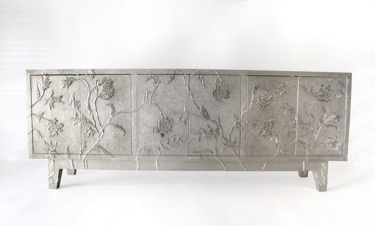 Other Floral Credenza in White Metal For Sale