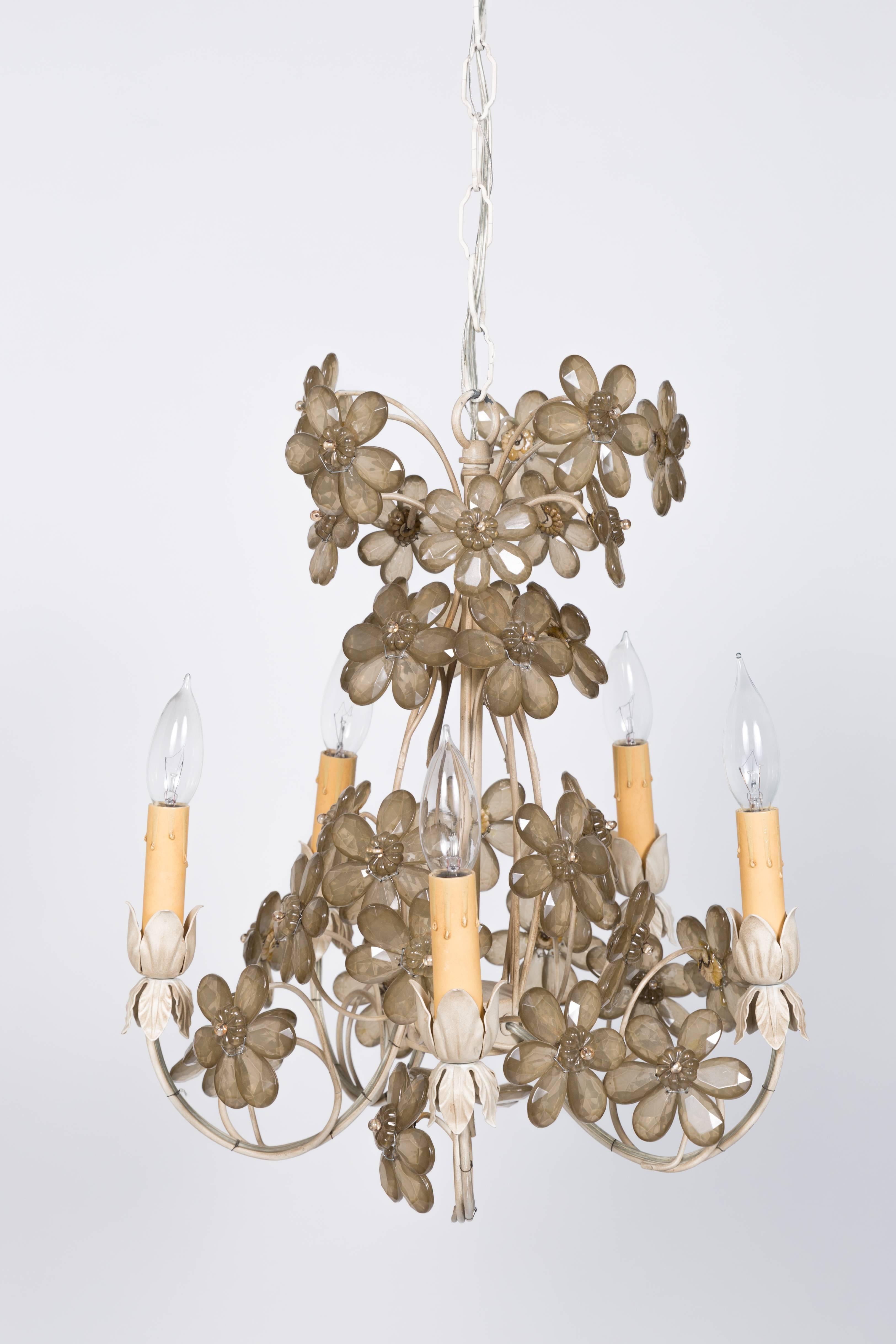 Floral crystal chandelier.
Has original wiring, needs rewiring.