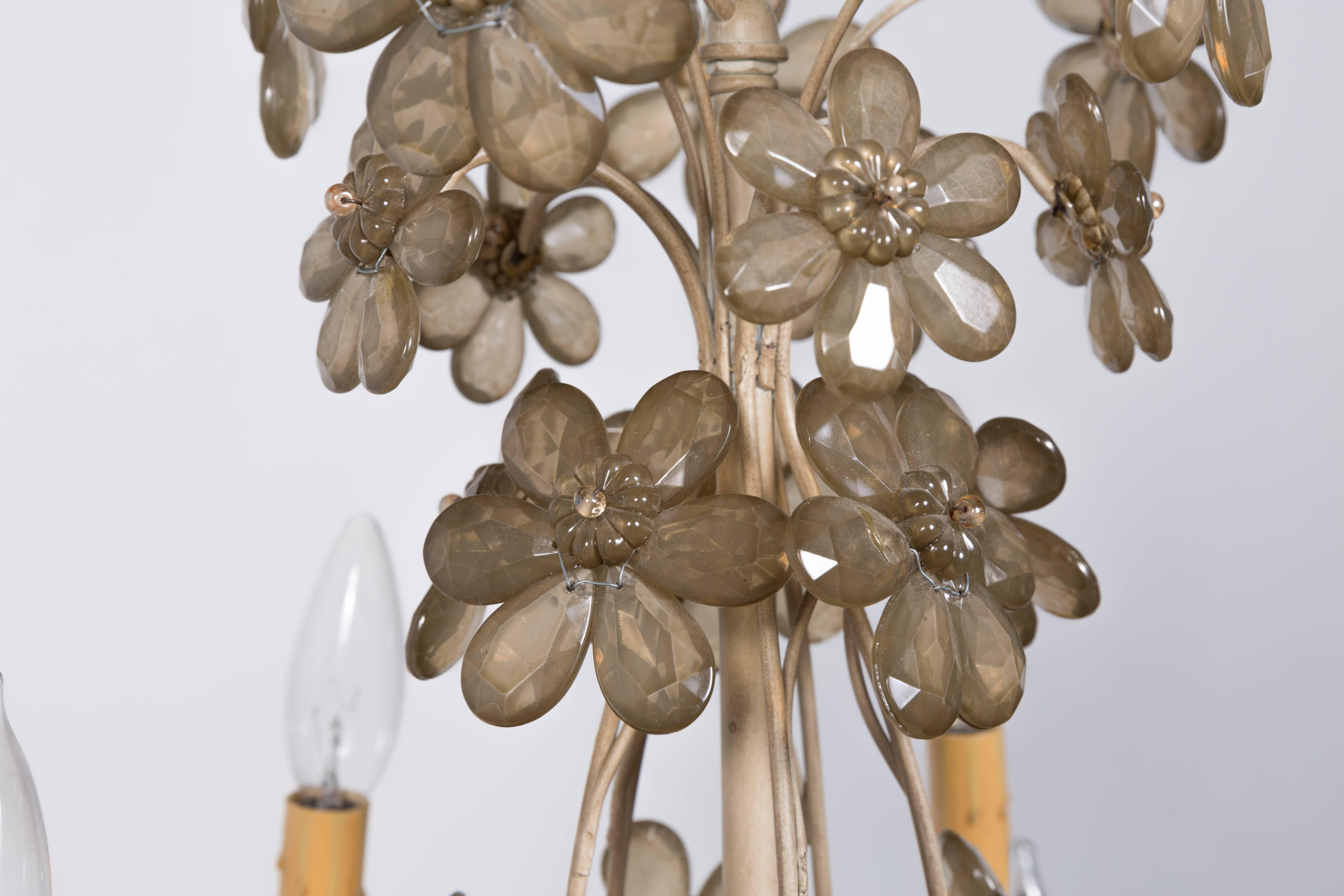 Late 20th Century Floral Crystal Chandelier For Sale