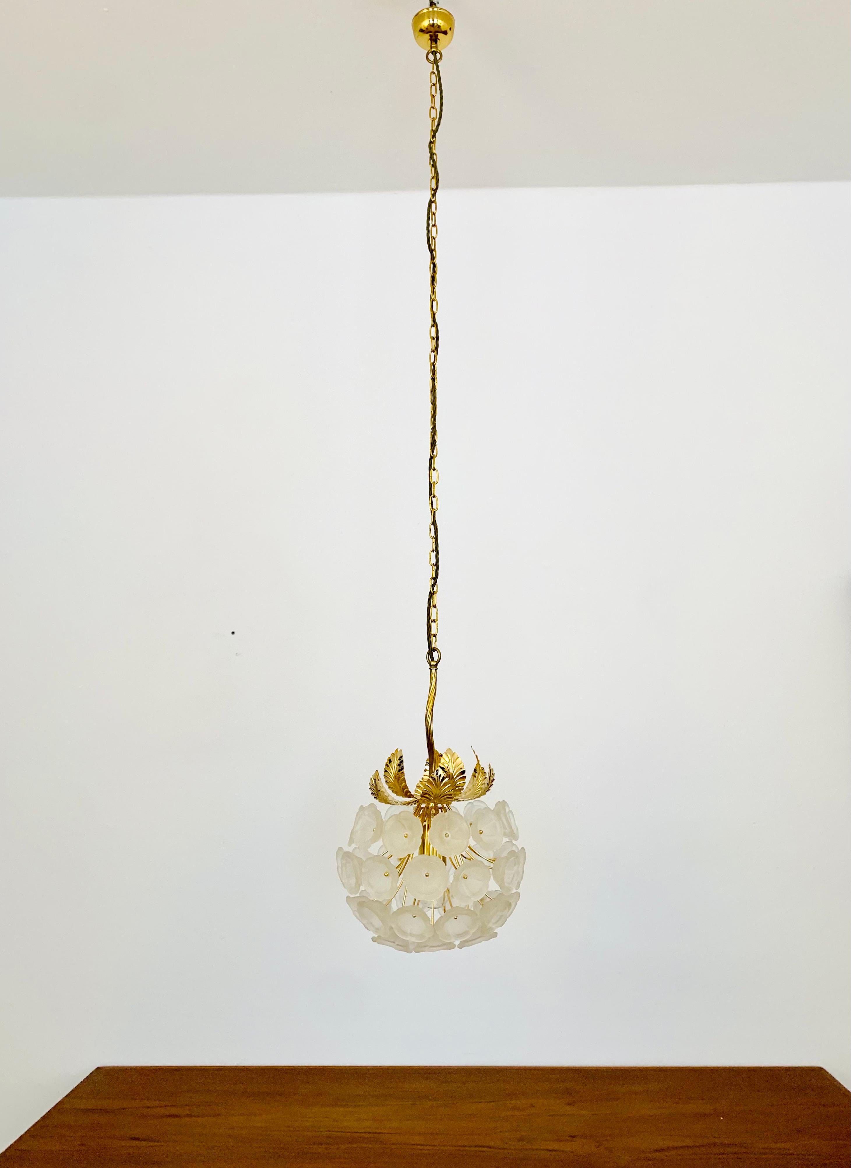 Mid-20th Century Floral Crystal Glass Chandelier by Ernst Palme For Sale
