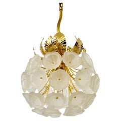 Vintage Floral Crystal Glass Chandelier by Ernst Palme