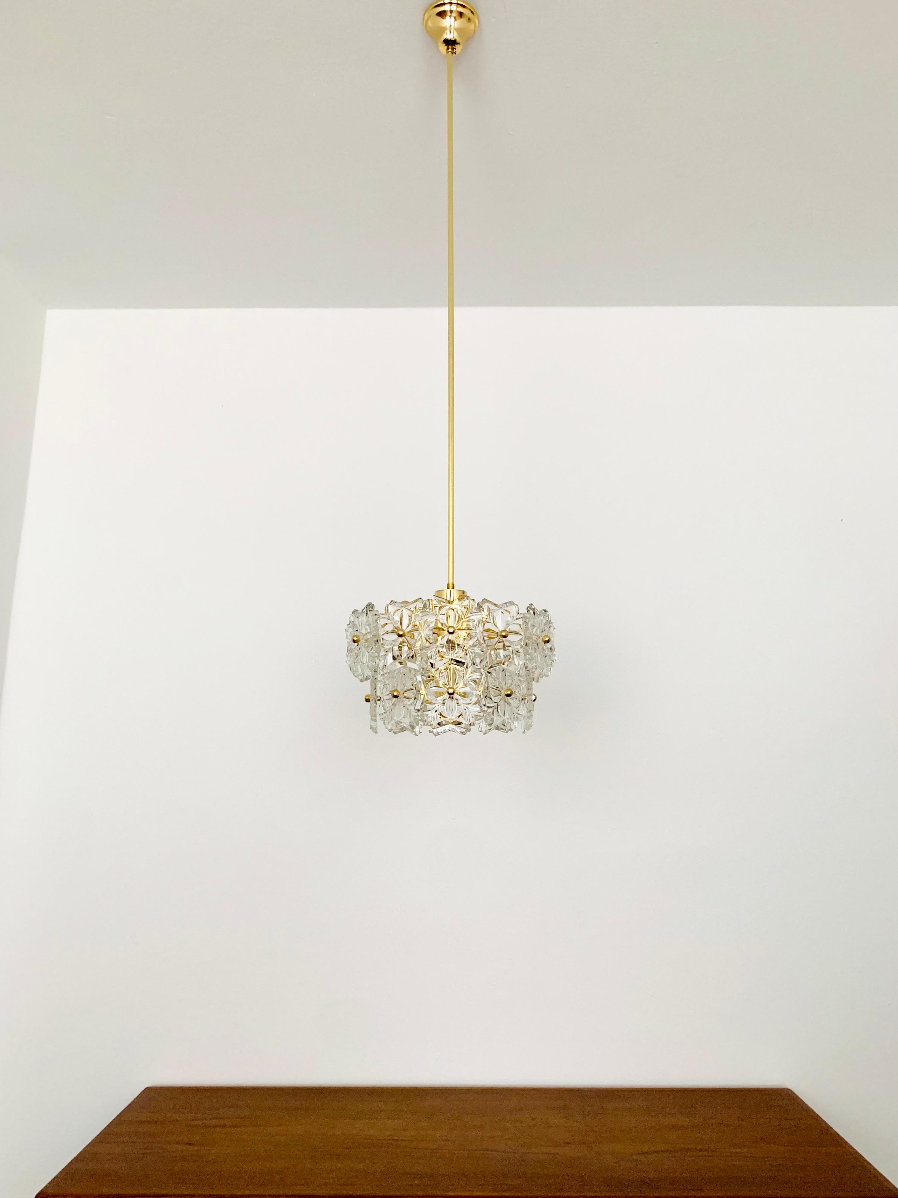 Mid-20th Century Floral Crystal Glass Chandelier by Sölken For Sale