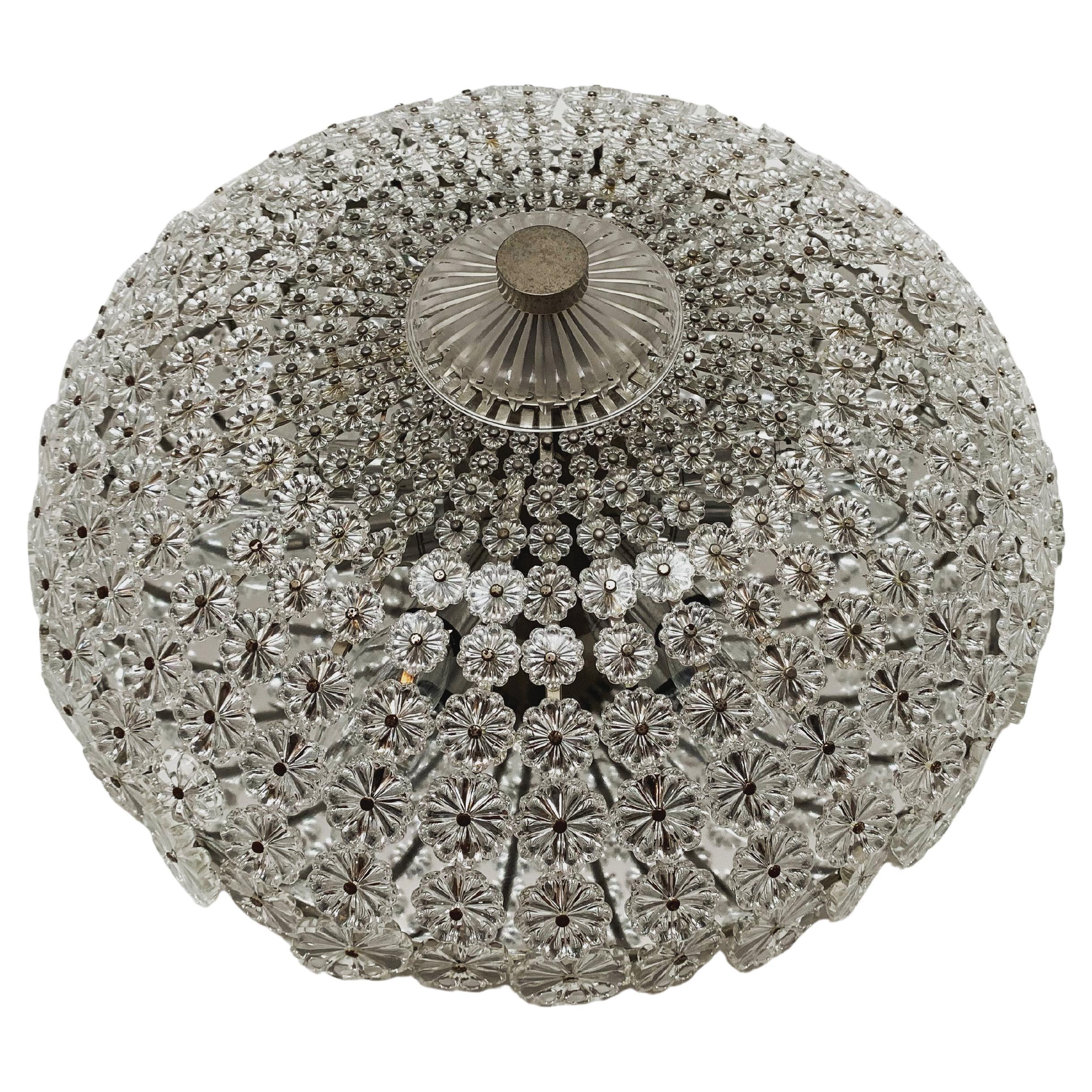 Floral Crystal Glass Flush Light