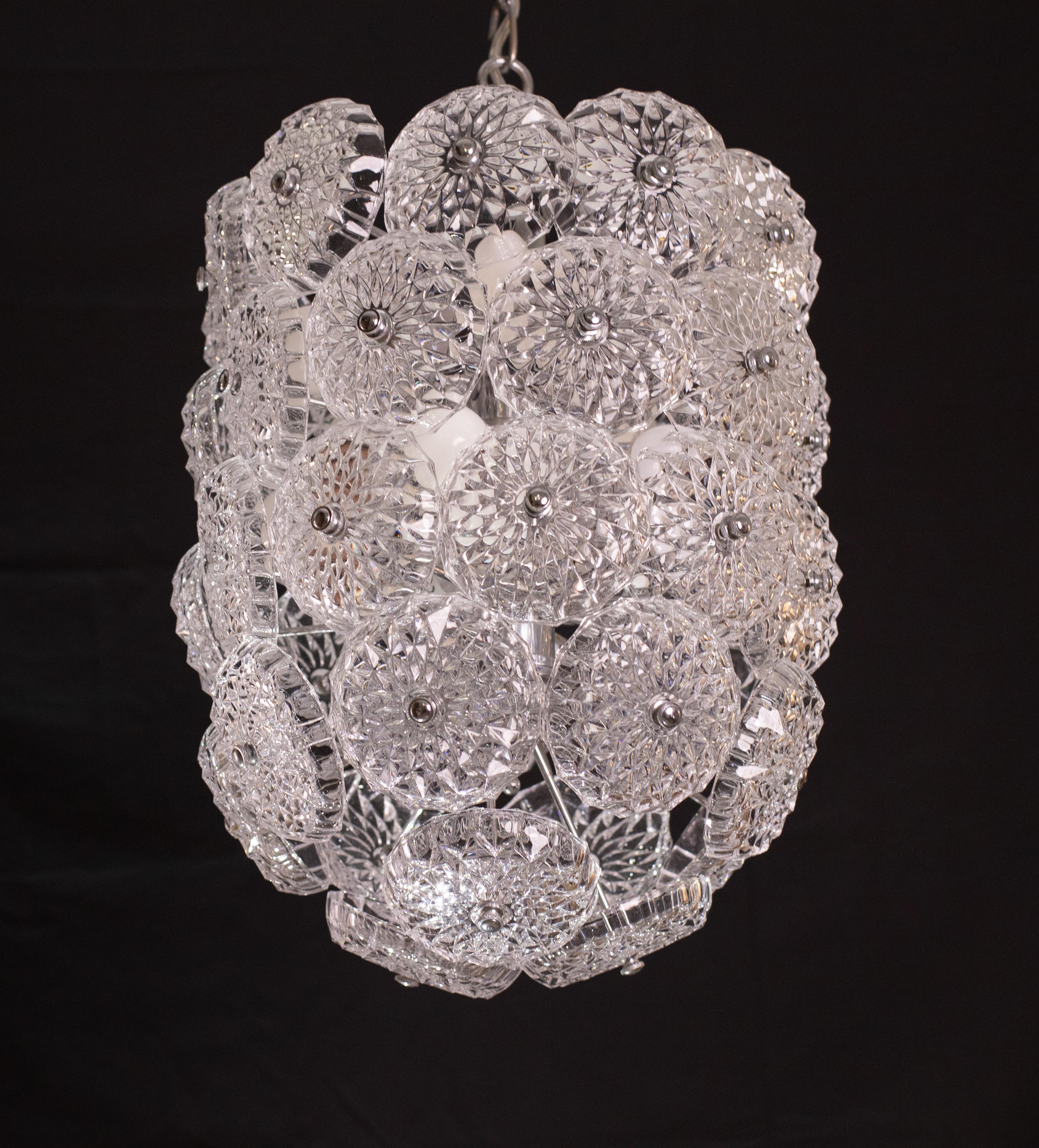 Floral Crystal Glass Sputnik Chandelier, 1970s For Sale 2