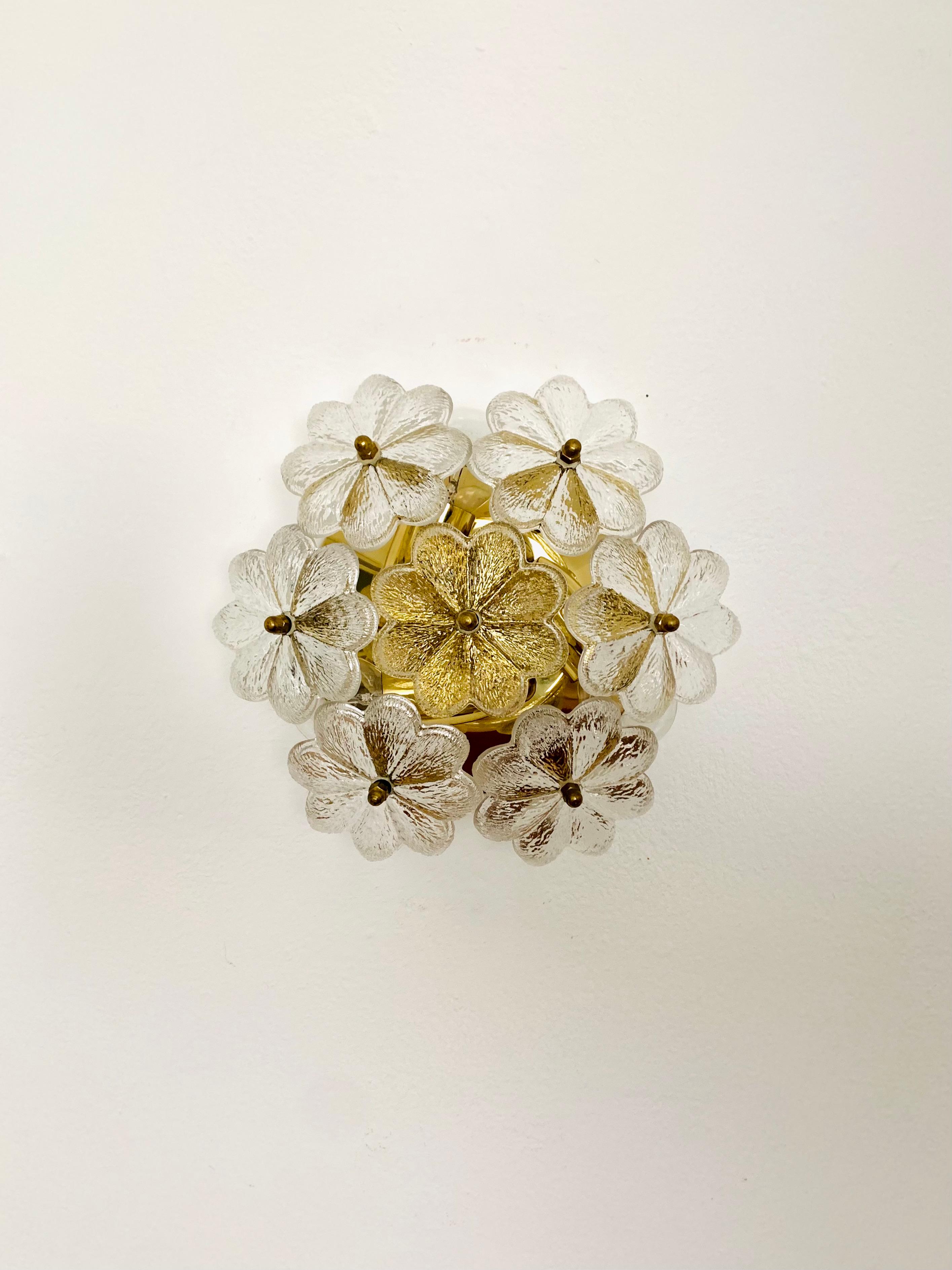Mid-Century Modern Floral Crystal Glass Wall Lamp by Ernst Palme For Sale