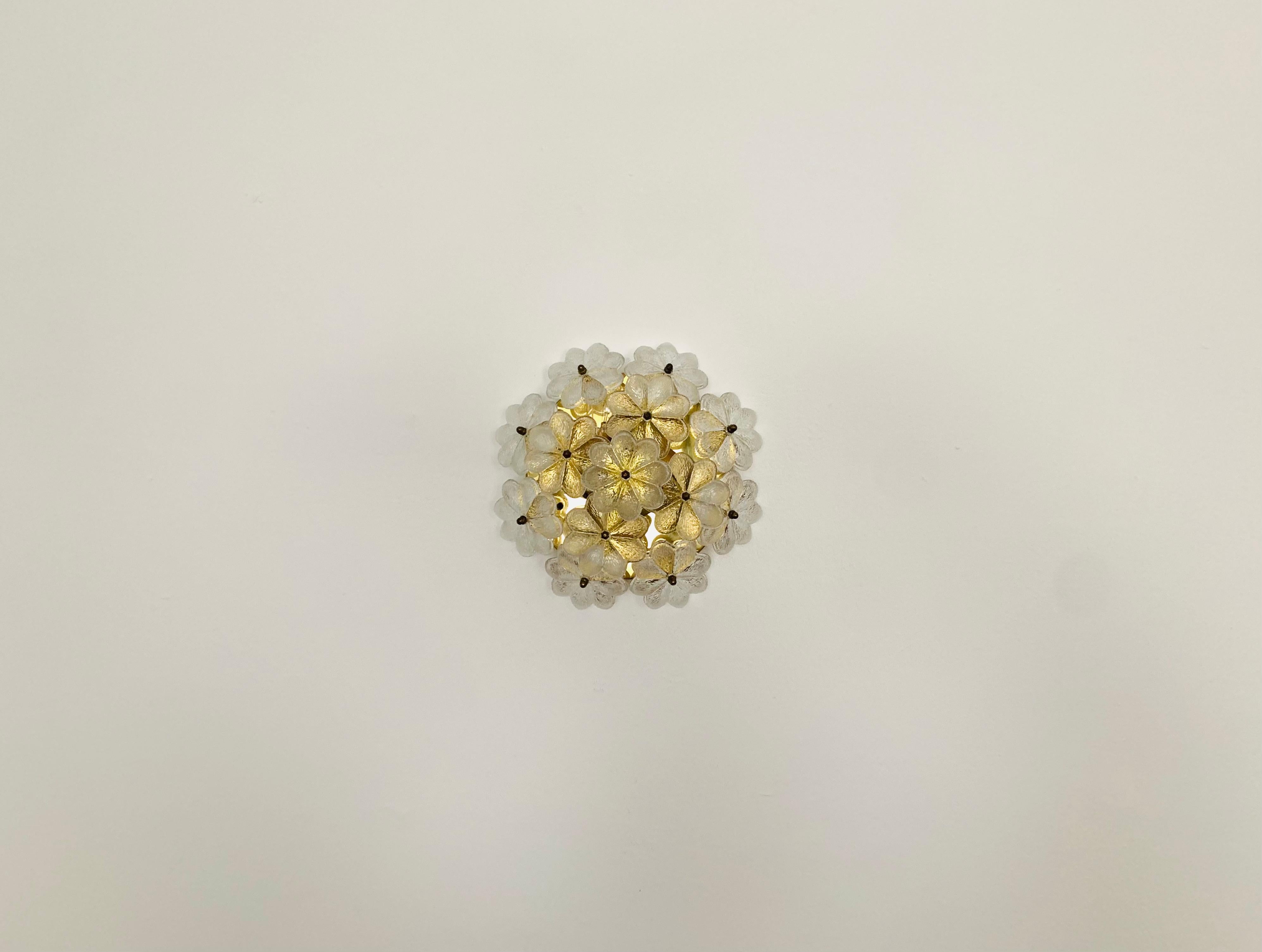 Mid-20th Century Floral Crystal Glass Wall Lamp by Ernst Palme For Sale