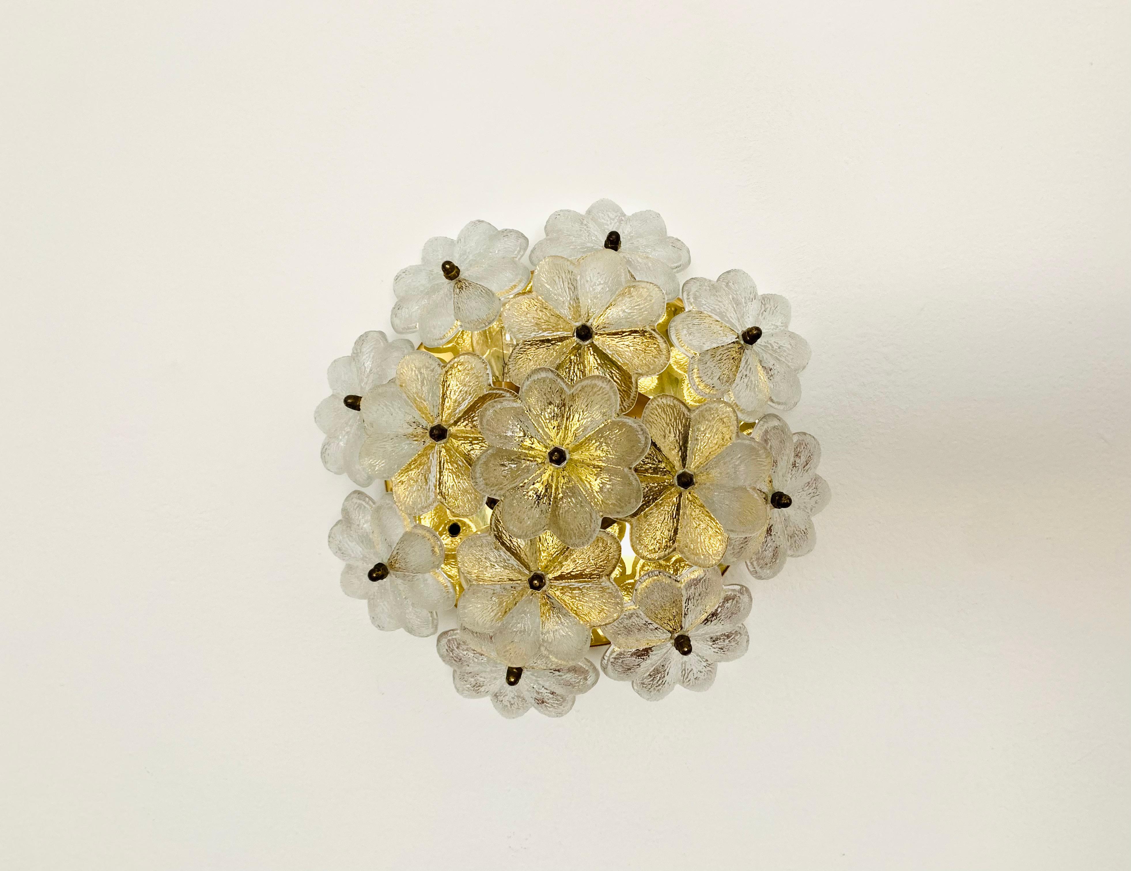 Floral Crystal Glass Wall Lamp by Ernst Palme For Sale 1