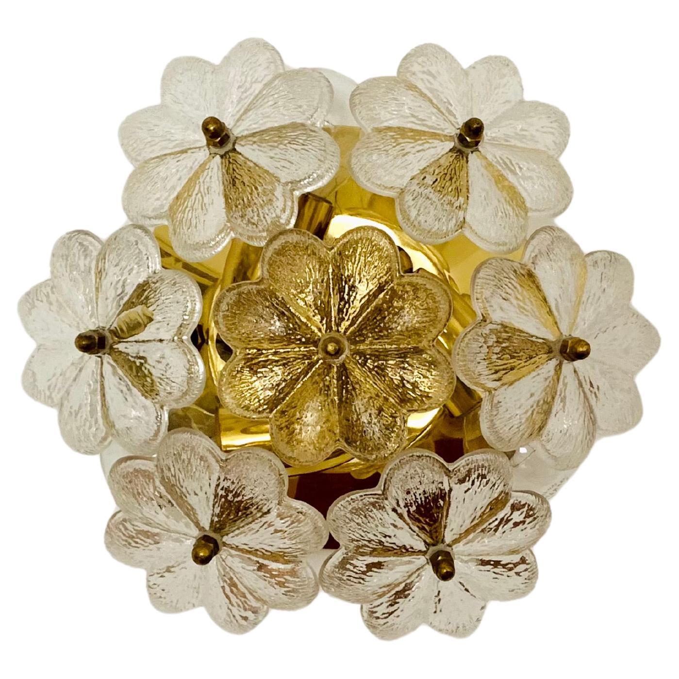 Floral Crystal Glass Wall Lamp by Ernst Palme For Sale