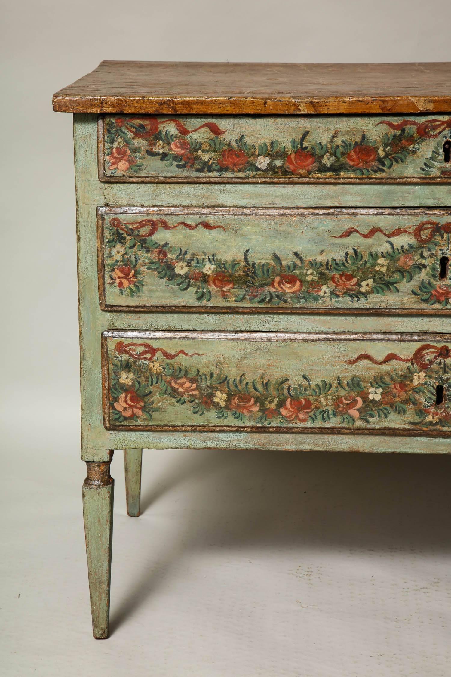 Italian Decorated Venetian Neoclassical Commode For Sale