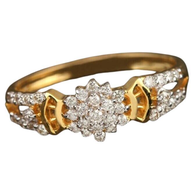 Floral Design 14K Gold Diamond Ring For Women Wedding Anniversary Gift For Her For Sale
