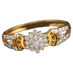 Floral Design 14K Gold Diamantring für Damen Hochzeit Jahrestag Geschenk für sie mit Blumenmuster