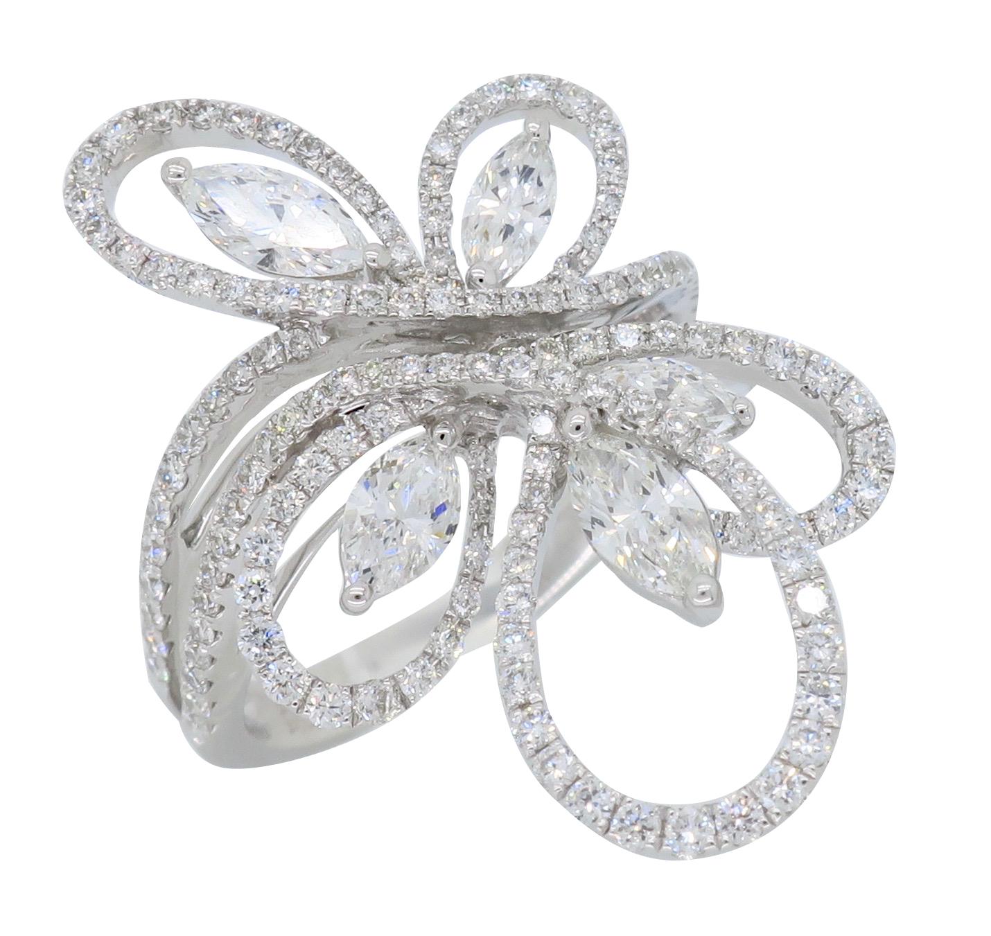 Floral Design Abstract Diamond Fashion Ring 6