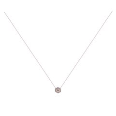 Floral Design Diamond Halo Pendant Necklace 14K White Gold