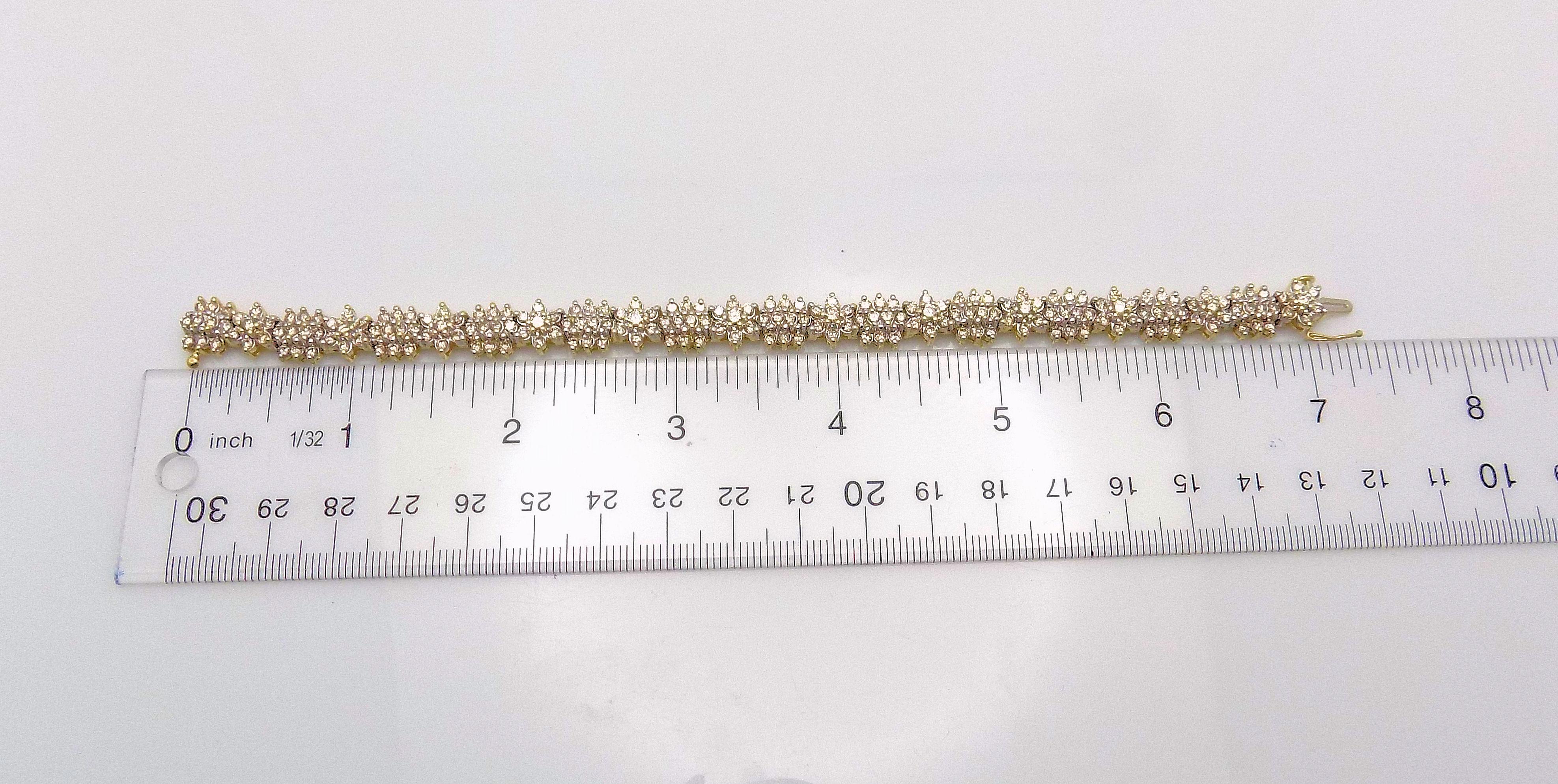 Floral Design Diamond Line Bracelet For Sale 1