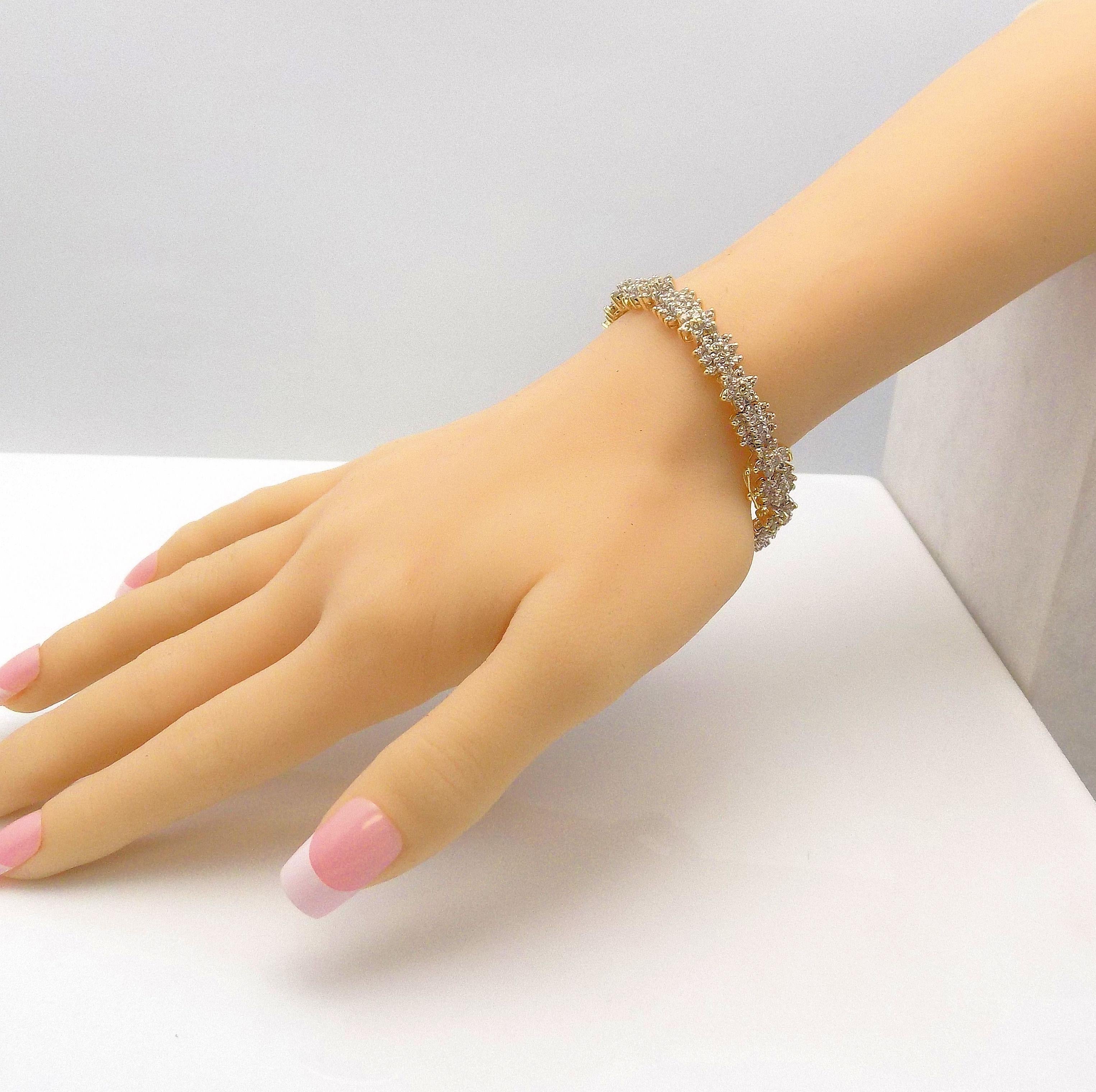 Floral Design Diamond Line Bracelet For Sale 2