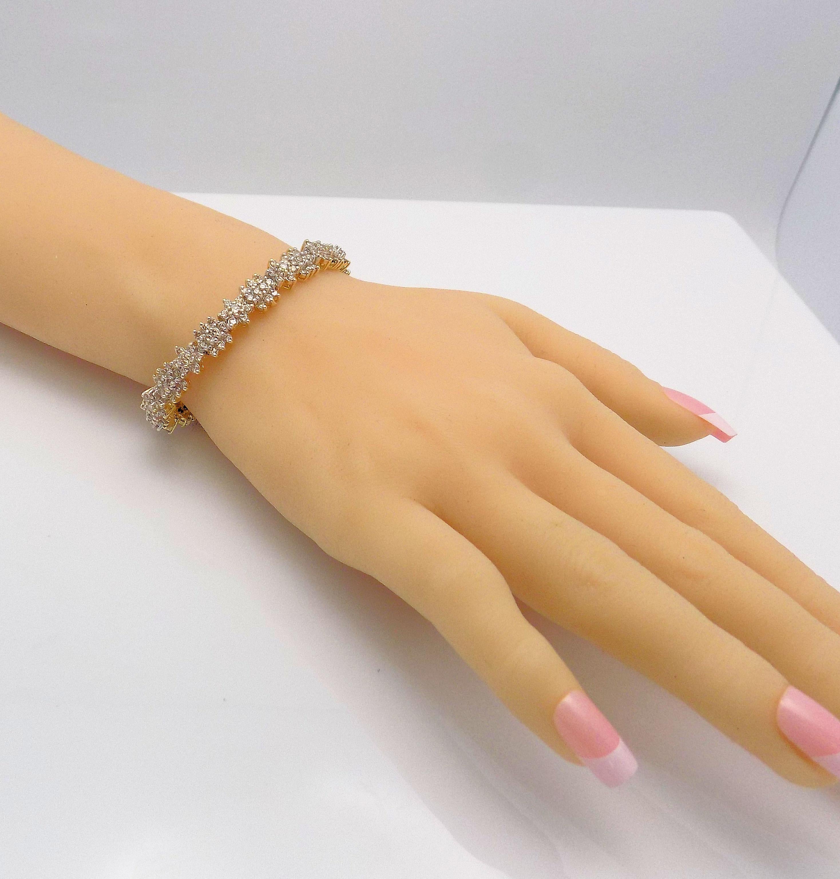 Floral Design Diamond Line Bracelet For Sale 3