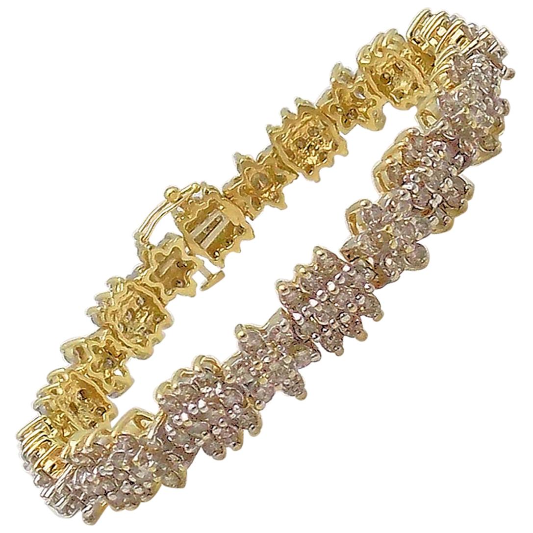 Floral Design Diamond Line Bracelet For Sale