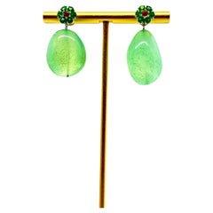  Floral design Earring with emerald and Chalcedony