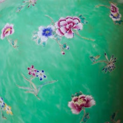 Vintage Floral Design Famille Verte Porcelain Floor Vase
