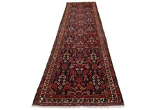 Floral Designed Antique Malayer Persian Blue Wool Runner