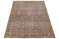 Floral Designed Antique Persian Malayer Wool Rug In Blue From The 1890s