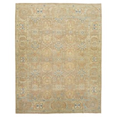 Apadana's Floral Designed Modern Sultanabad Wool Rug Handmade In Tan