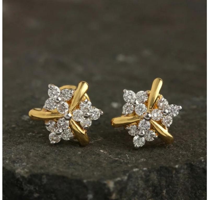 Floral Designer Stud Earring 14K Yellow Gold Genuine Diamond Tiny Birthday Gift
Light weight can be worn everyday

Additional information:
Condition: New with tags: A brand-new, unused, and unworn item (including handmade items) in the original