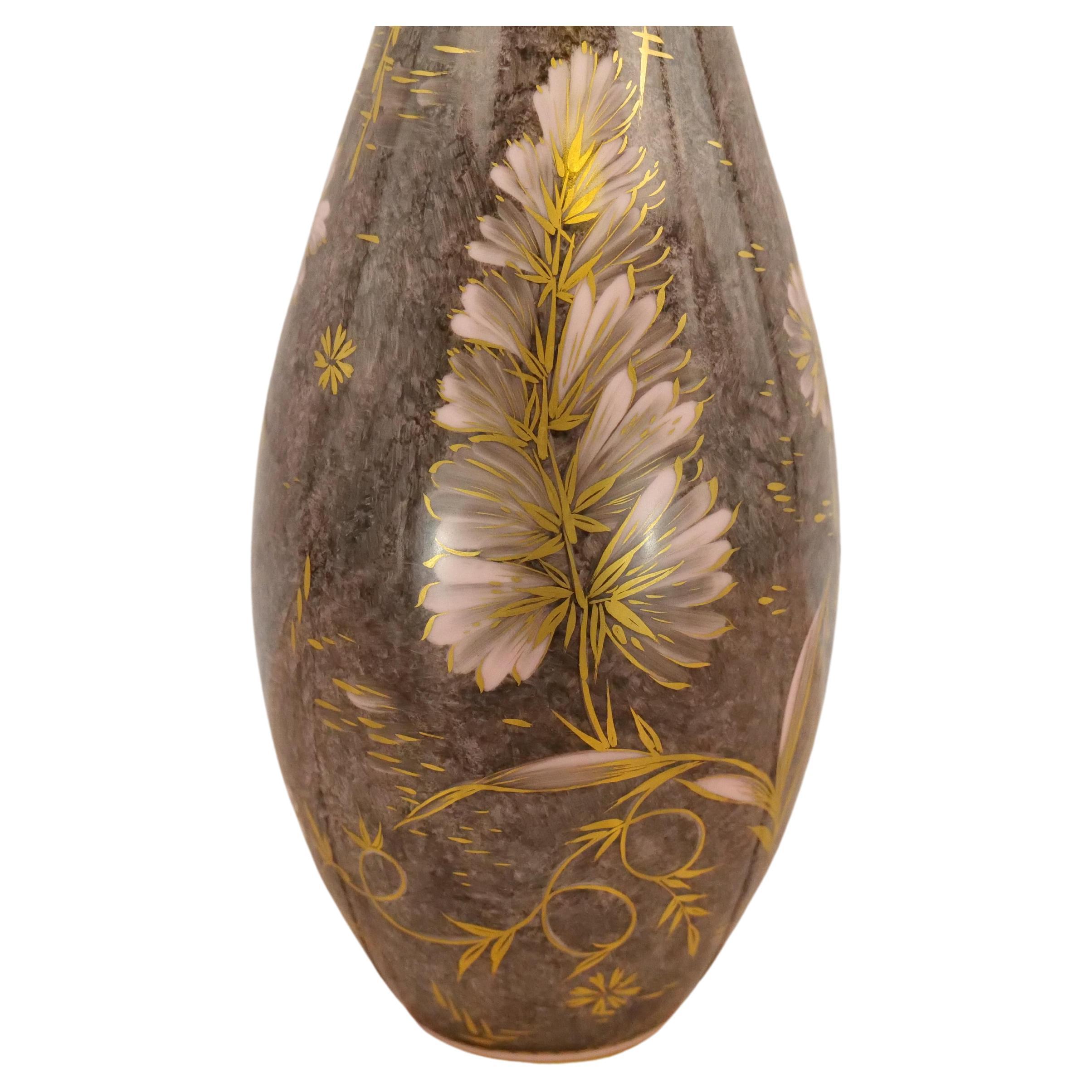 20th Century Floral Details German Porcelain Decorative Vase by Rosenthal For Sale
