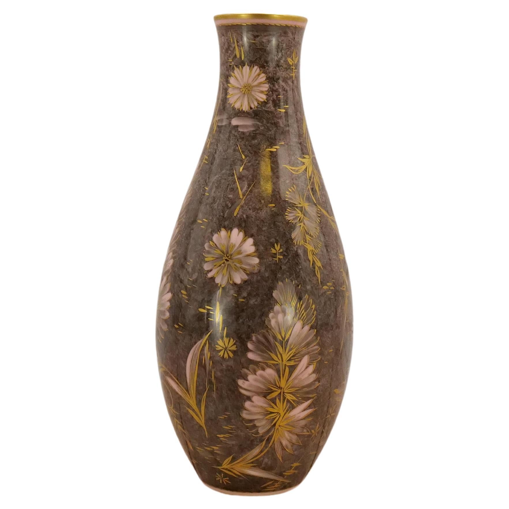Floral Details German Porcelain Decorative Vase by Rosenthal For Sale