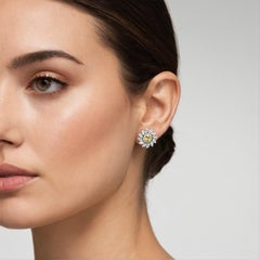 Floral Diamond 14K (oder 18k auf Anfrage) Yellow Centre White Marquise Ohrringe