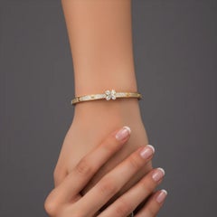 Braccialetto con pavé di diamanti floreali in oro giallo 14K (o 18k su richiesta)