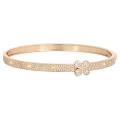 Braccialetto con pavé di diamanti floreali in oro giallo 14K (o 18k su richiesta)