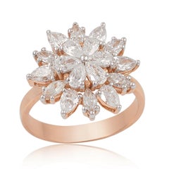 Meghna Jewels Floral Diamond 14 Karat Rose Gold Ring