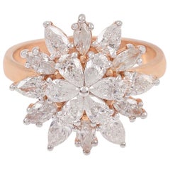 Floral Diamond 18 Karat Rose Gold Ring