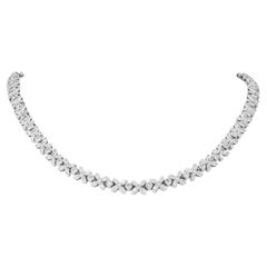 Floral Diamond 4.50cts Tennis Necklace 18K White Gold