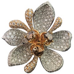Floral Diamond and 18 Karat Gold Cocktail Ring