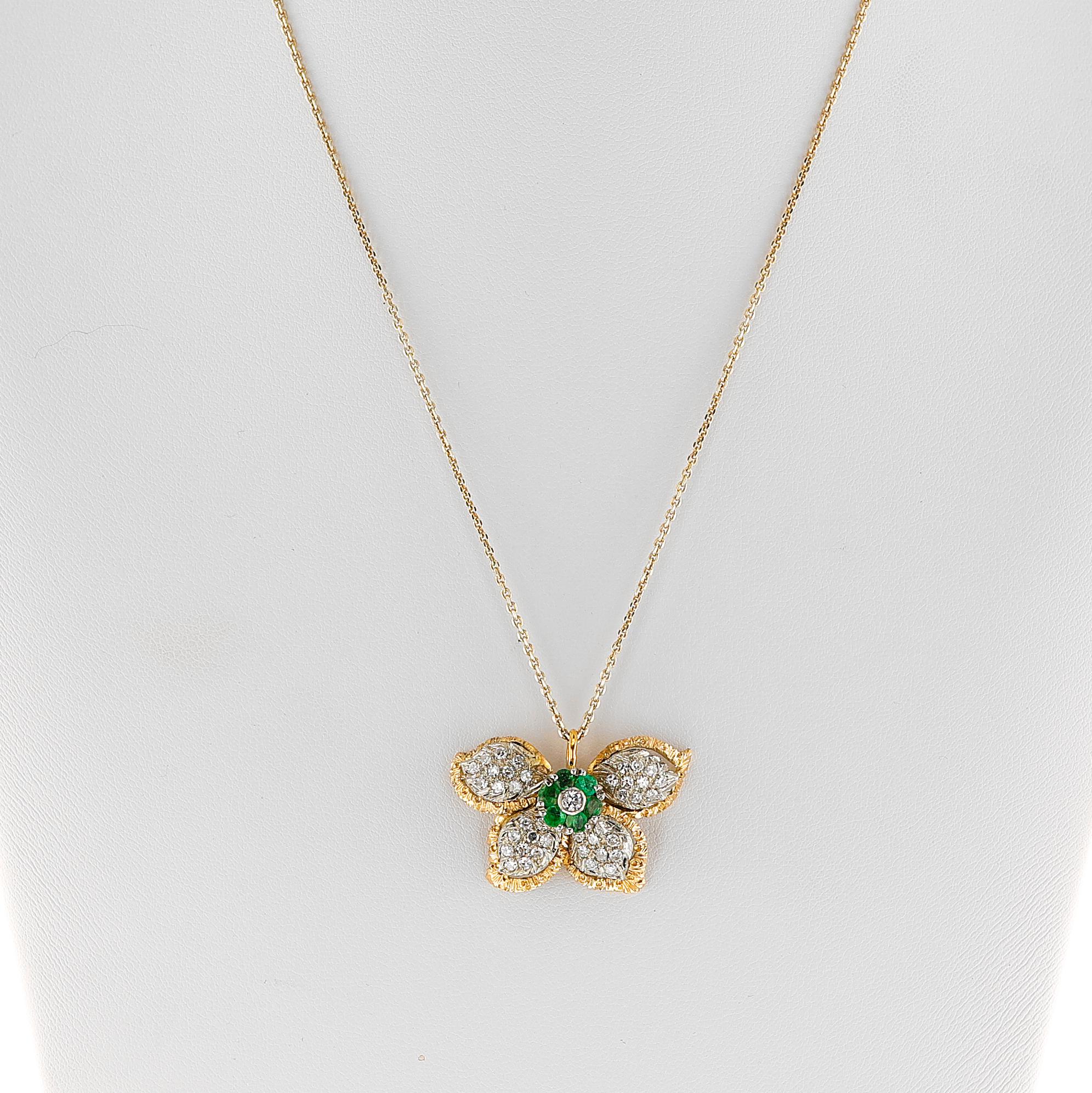 Floral Diamond and Emerald Earring, Ring, Pendant Set, 18k For Sale 6