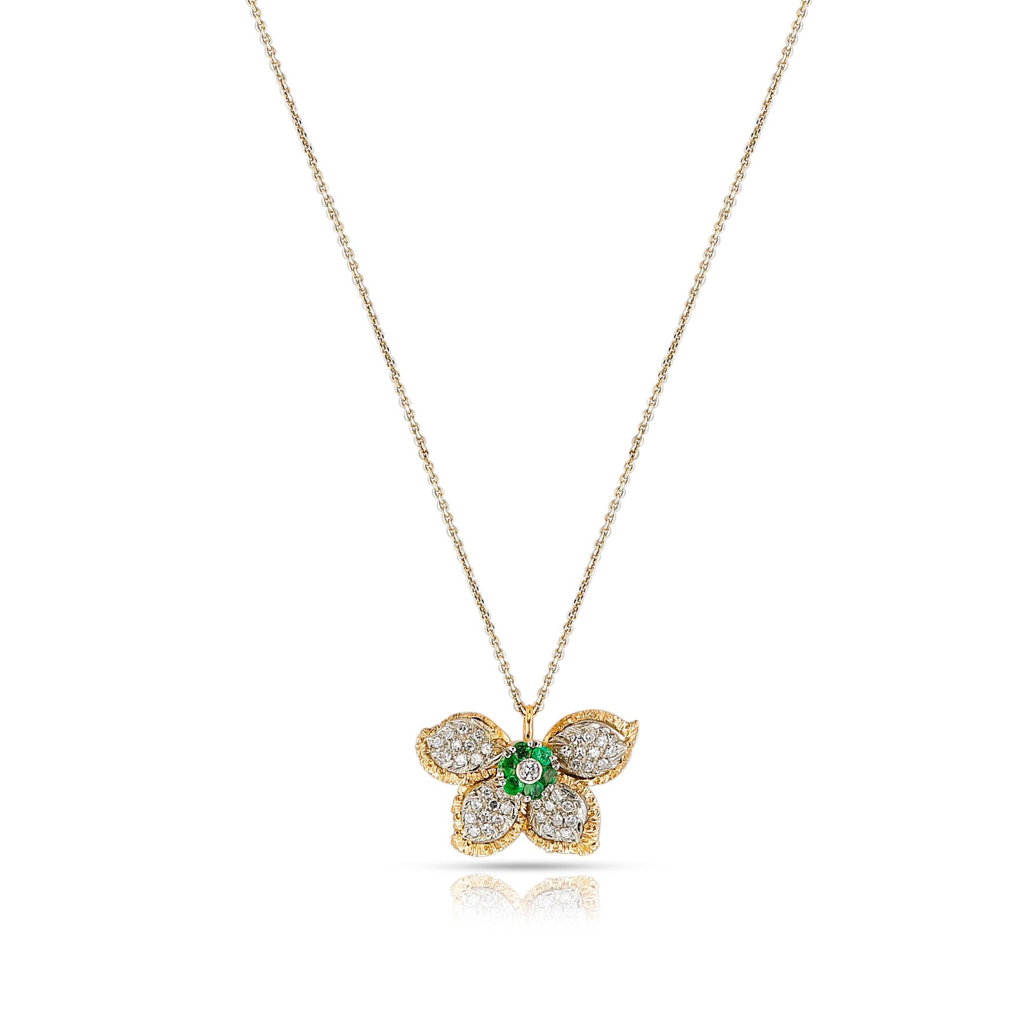 Floral Diamond and Emerald Earring, Ring, Pendant Set, 18k For Sale 7
