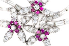 Floral Diamond and Ruby Brooch