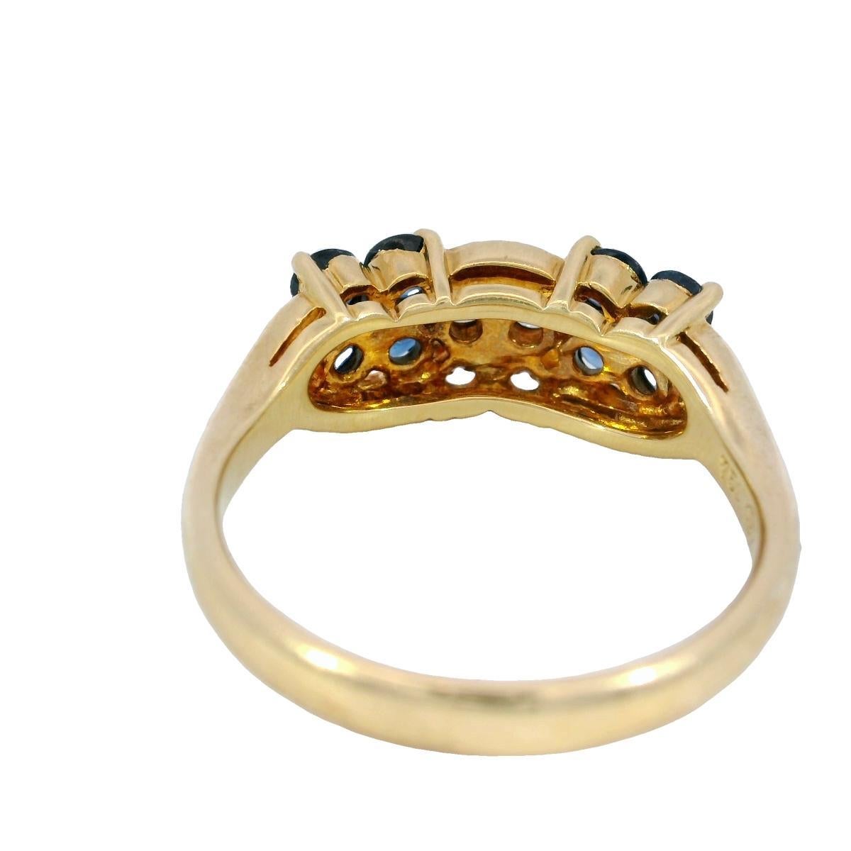 Bague à fleurs en or jaune 18 carats avec saphirs et diamants ~.80 ctw Pour femmes en vente