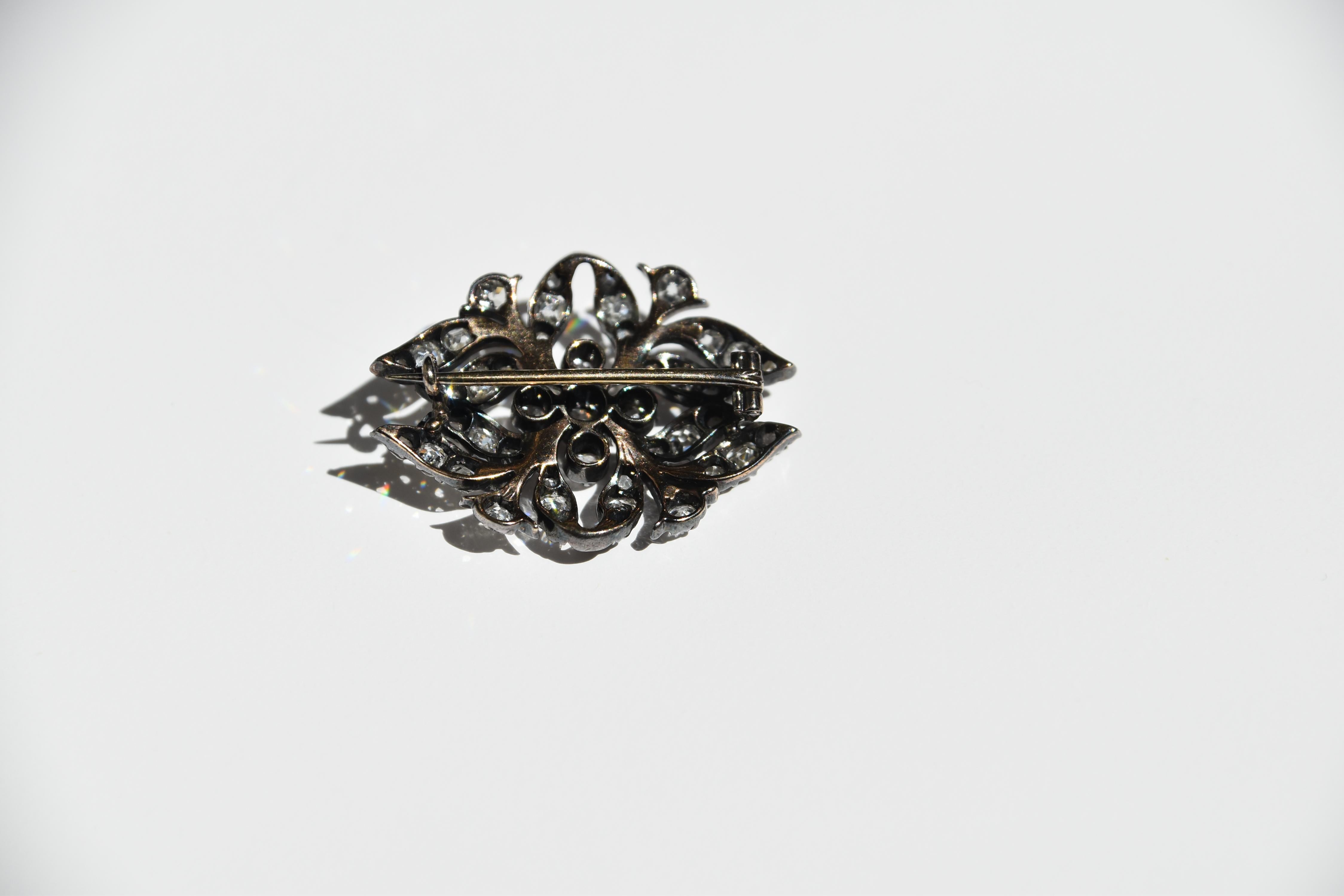 Broche florale en diamant, début du 19e siècle en vente 2