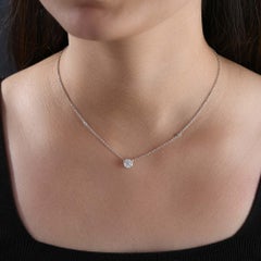 Collier en or blanc 18 carats avec un ensemble de diamants naturels de 0,39 ct, cadeaux pour les anniversaires importants